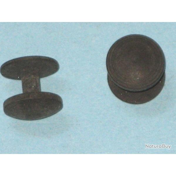 Lot de deux Bonton-rivets en acier phosphat pour sangles et bretelles diverses.