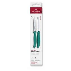 6.7794.2C1 Set 2 couteaux office Victorinox SwissClassic 10cm vert à dents/lisse