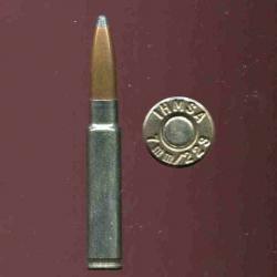 7 x 45 TCU - beau marquage : IHMSA 7mm/223 - étui nickelé 45 mm - longue balle cuivre pointe plomb