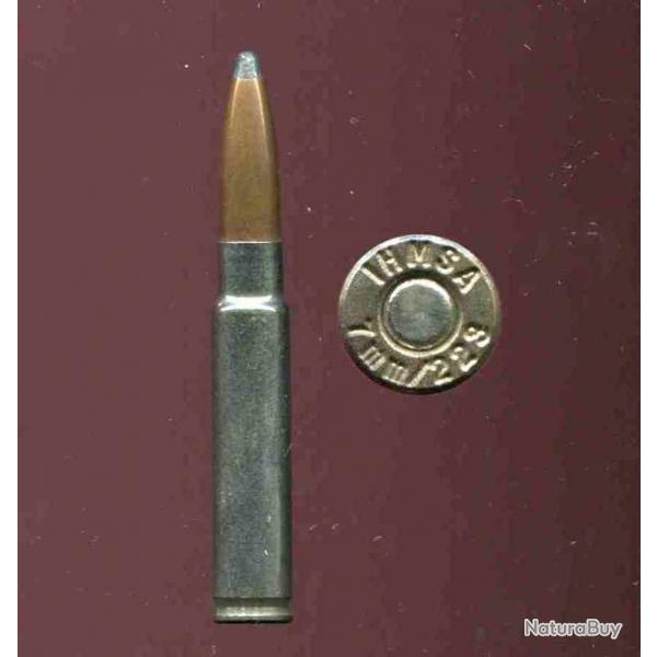 7 x 45 TCU - beau marquage : IHMSA 7mm/223 - tui nickel 45 mm - longue balle cuivre pointe plomb