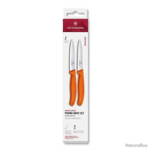 6.7799.2C1 Set 2 couteaux office Victorinox SwissClassic 10cm orange  dents/lisse