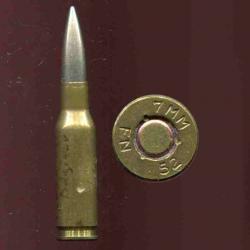 7 x 43.5 Belge pré-NATO par la FN - marquage : F N 55 - étui laiton de 53,5 mm
