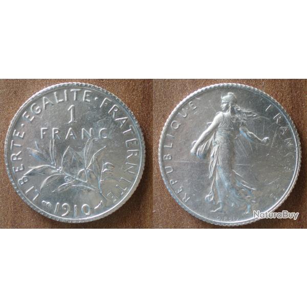 France 1 Franc 1910 Semeuse par Roty Piece Argent Francs