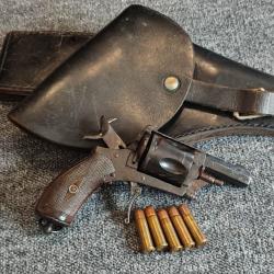 Cat D petit révolver 5 coups type Bulldog en calibre 8,92mm signé Gatimel À Marseille + étui en cuir