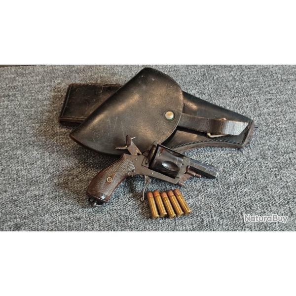 Cat D petit rvolver 5 coups type Bulldog en calibre 8,92mm sign Gatimel  Marseille + tui en cuir