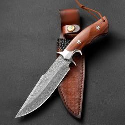 Couteau de Chasse Damas avec Etui en Cuir - SKX INDUSTRIES
