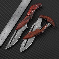 Couteau de Chasse Pliant Lame Damas - SKX INDUSTRIES