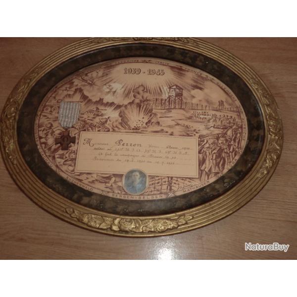 cadre mdaille crois du combattant campagne 39 45