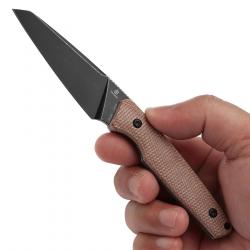 Couteau Tenable Parr Lame Reverse Tanto Acier 14C28N Blk Manche Micarta Brown Etui Kydex TG011B4