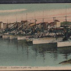 CPA - Marine Militaire - " TOULON " -Torpilleurs au petit rang  -N°3839