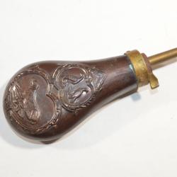 Poire à poudre en cuivre chasse poudre noir Chien décoration (24)