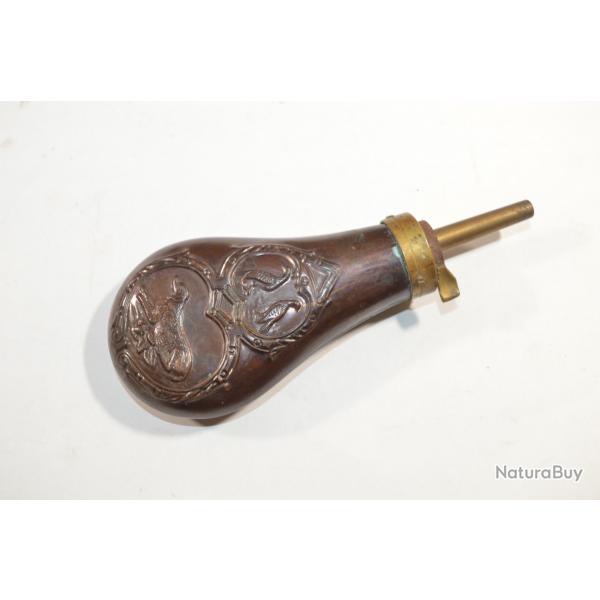 Poire  poudre en cuivre chasse poudre noir Chien dcoration (24)