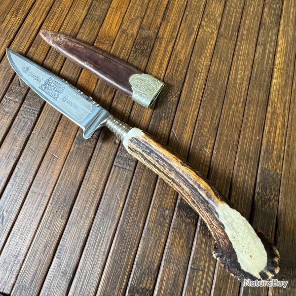 BEAU COUTEAU DE BOTTE NICKER VINTAGE TRADITIONNEL ALLEMAND ARTISANALE SOLINGEN LALE GRAVE ANNE 50