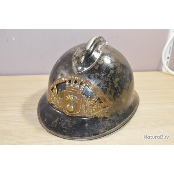 Coque de casque Franais M1926 Adrian France WW2 Pompier post restauration (24)