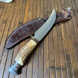 FORT COUTEAU - POIGNARD ARTISANAL ALLEMAND SKINNER KNIFE A SOLINGEN ANNÉE 1945-1955