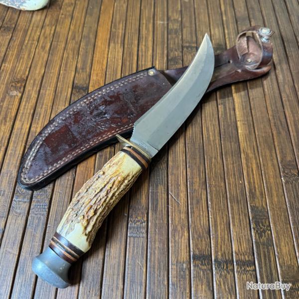 FORT COUTEAU - POIGNARD ARTISANAL ALLEMAND SKINNER KNIFE A SOLINGEN ANNE 1945-1955