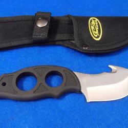 Couteau De Chasse A Dépecer Guthook Lame Acier Inox Manche Abs Etui Nylon