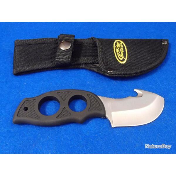Couteau De Chasse A Dpecer Guthook Lame Acier Inox Manche Abs Etui Nylon