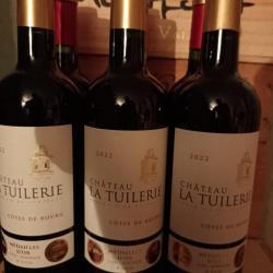 superbe lot de 3 bouteilles de vin Côtes de Bourg Château La Tuilerie doublement médaillé 2022