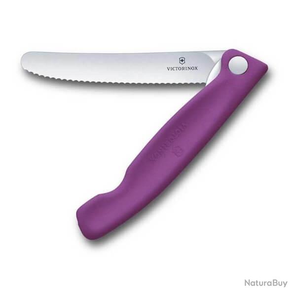 6.7835.FC1 Couteau d'office pliant violet crant Victorinox 11cm en bote
