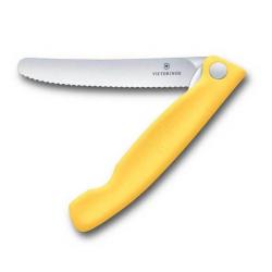 6.7838.FC1 Couteau d'office pliant jaune cranté Victorinox 11cm en boîte