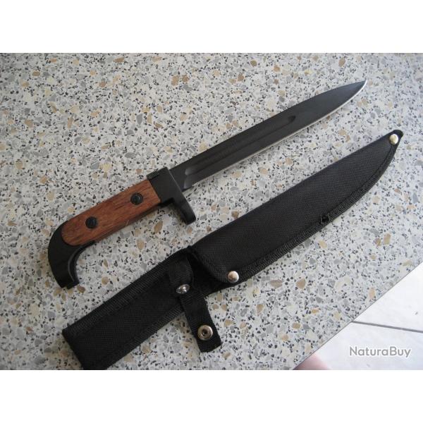 Poignard de type Baonnette neuve de 310 mm lame acier  avec fourreau tissu