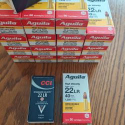 900 munitions 22lr (800 aguila high velocity et 100 CCI standard velocity)