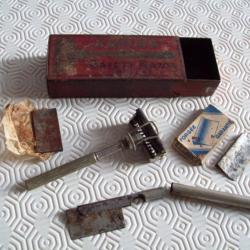 rasoir ancien RAPIDE SAFETY RAZOR PATENT boite tôle année 1880 environ