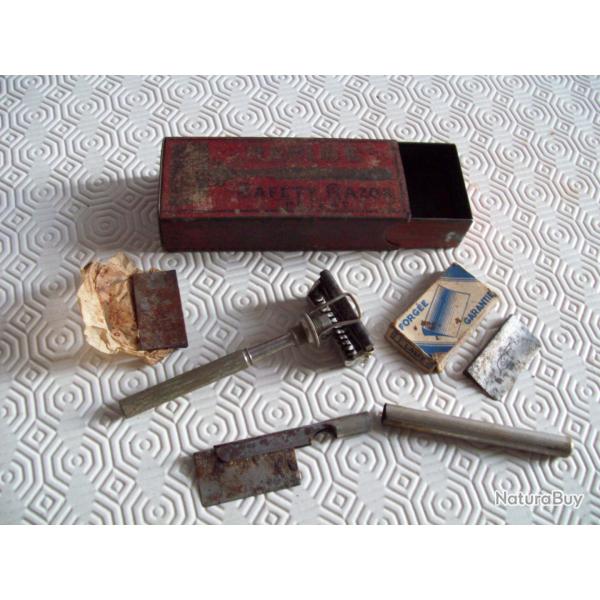 rasoir ancien RAPIDE SAFETY RAZOR PATENT boite tle anne 1880 environ