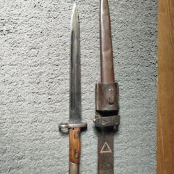 Baïonnette yougoslave 1944 et porte fourreau
