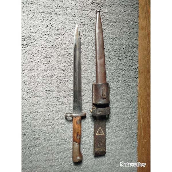 Baonnette yougoslave 1944 et porte fourreau