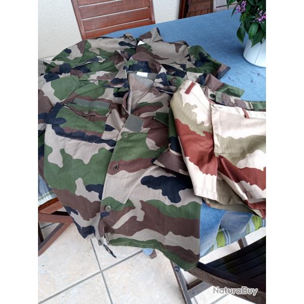 3 chemisettes militaire taille 41/42  + 2 shorts taille 42