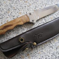 Couteau de chasse BROWNING, droit et fixe, avec étui Cuir et synthétique