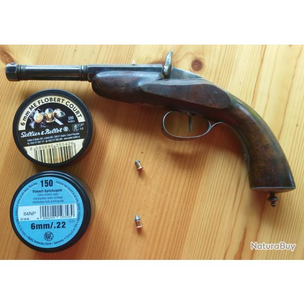 Superbe Pistolet de salon 6mm Flobert  "C L WAGNER  BERNE"