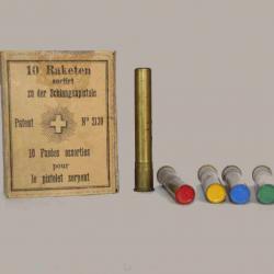 9 mm Schlangenpistole - RARE cartouche fusée pour le Pistolet Signaleur Suisse "Serpent" - rouge
