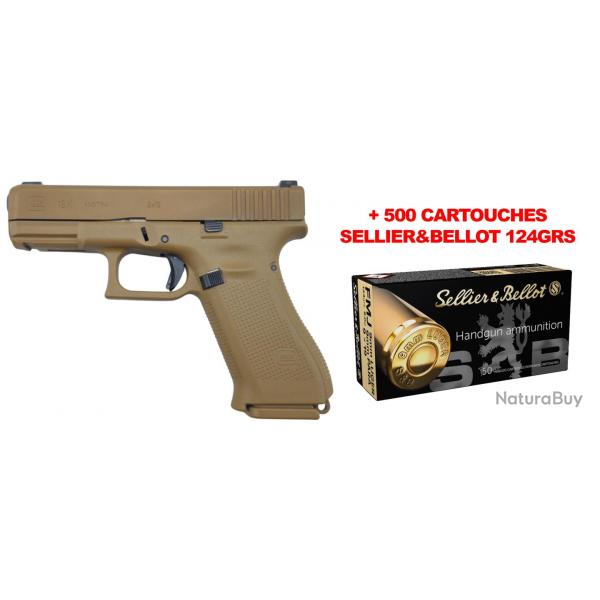 EDITION LIMITE - PACK PISTOLET GLOCK 19X ARME BRESILIENNE CAL.9X19 + 500 CARTOUCHES 9x19 124GRS