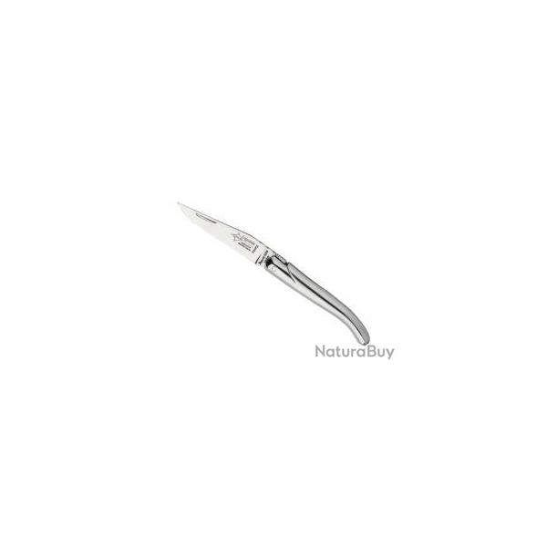 Couteau Laguiole d'antan G. DAVID, lame acier 12C27 plein manche 8 cm tout inox brillant