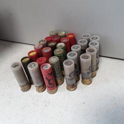 Lot de 28 cartouches/ balles diverses cal.16