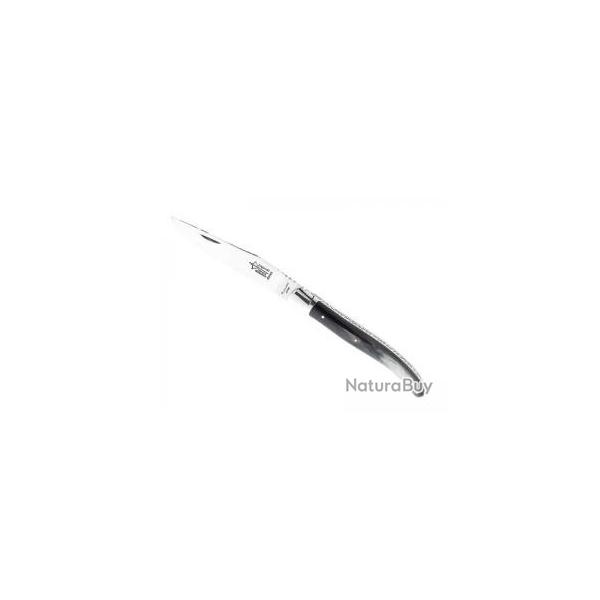Couteau Laguiole G. DAVID lame acier 12C27, manche 12 cm corne, mitre inox brillant