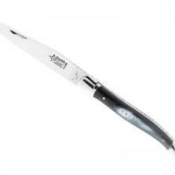Couteau Laguiole  G. DAVID lame acier 12C27, manche 11 cm corne, 2 mitres inox brillant