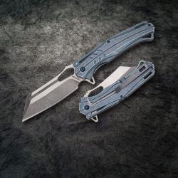 Couteau Rough Ryder Lame Tanto Acier Inox Manche Acier Bleu Frame Lock Clip RR2145