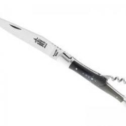 Couteau Laguiole G. DAVID 2 pièces (lame acier carbone, tire-bouchon), manche 12 cm corne