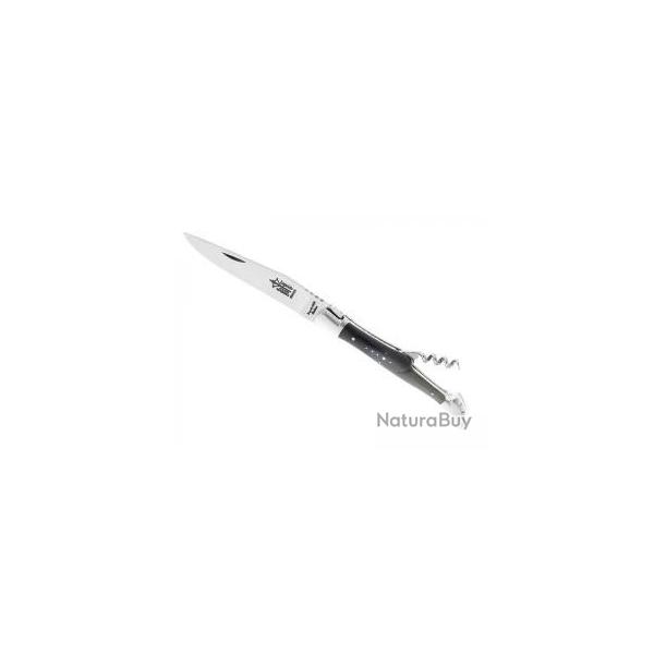 Couteau Laguiole G. DAVID 2 pices (lame acier carbone, tire-bouchon), manche 12 cm corne