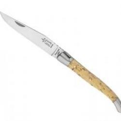 Couteau Laguiole  G. DAVID  manche 12 cm bouleau, 2 mitres inox mat