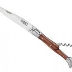 Couteau Laguiole  G. DAVID 2 pièces (lame acier 12C27, tire-bouchon), manche bois de rose