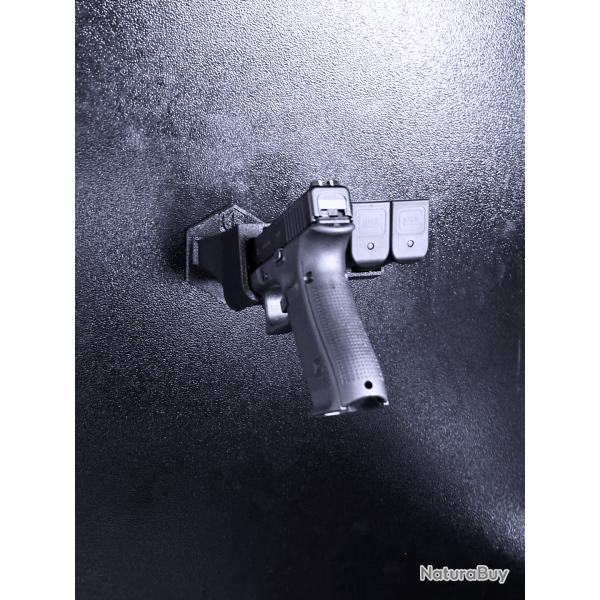 Support magntique pour Glock et 2 chargeurs pour coffre fort