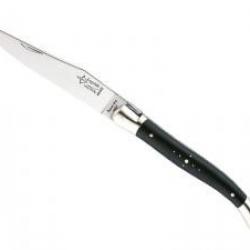 Couteau Laguiole G. DAVID lame acier 12C27, manche 12 cm ébène, 2 mitres inox brillant