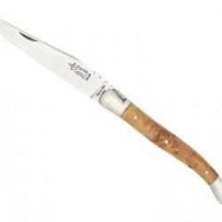 Couteau Laguiole G. DAVID lame acier 12C27, manche 12 cm genévrier, 2 mitres inox mat,