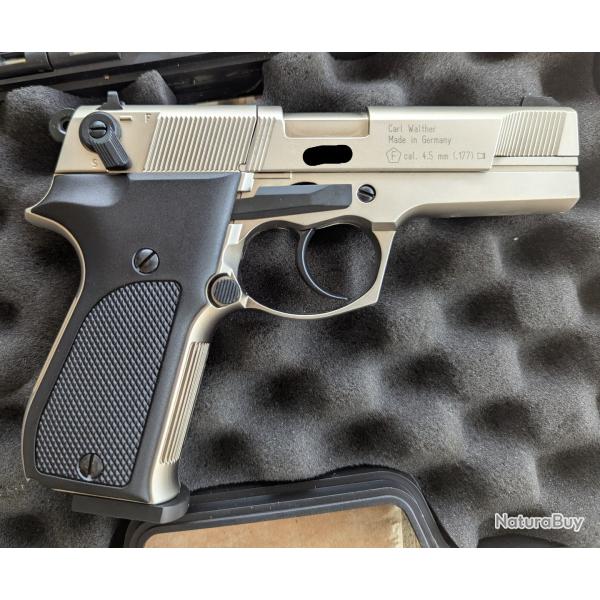 Walther CP88 Nickel, Pistolet  plomb CO2 avec plombs et cartouches