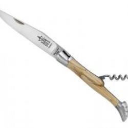 Couteau Laguiole G. DAVID 2 pièces (lame acier 12C27, tire-bouchon), manche 12 cm châtaignier